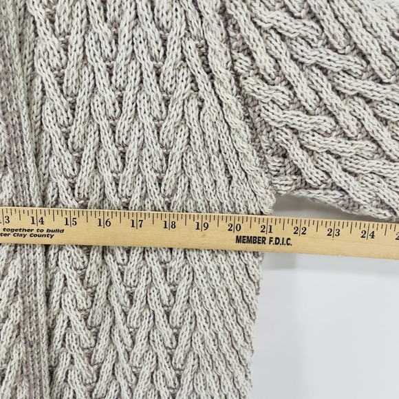 Aran Crafts Cardigan Sweater Women Ireland Merino Wool Neutral LONG Edge to Edge - Picture 12 of 16